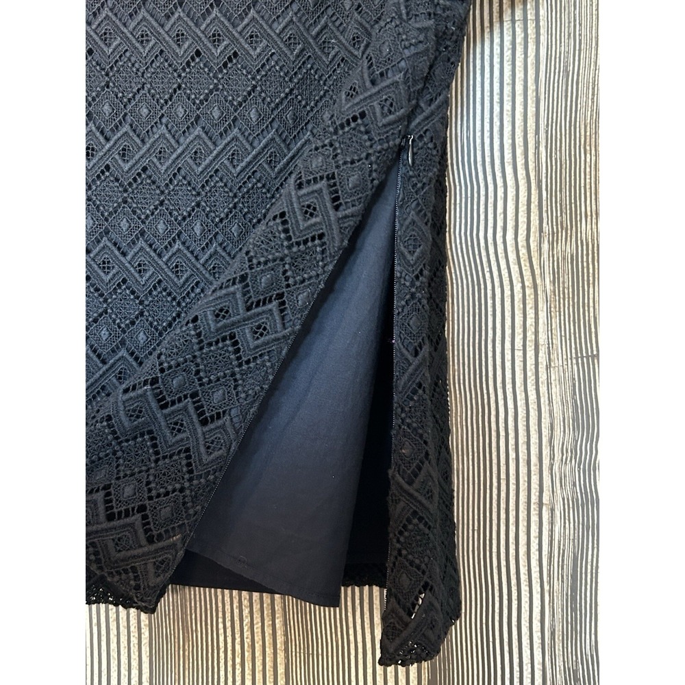 Talbots Black Heavy Lace Overlay Short Sleeve Shirt Career Classic Size 16 - Picture 3 of 9